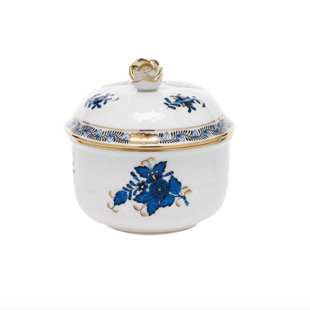 Herend Chinese Bouquet Black Sapphire Porcelain Sugar Bowl For Sale - Image 9 of 9