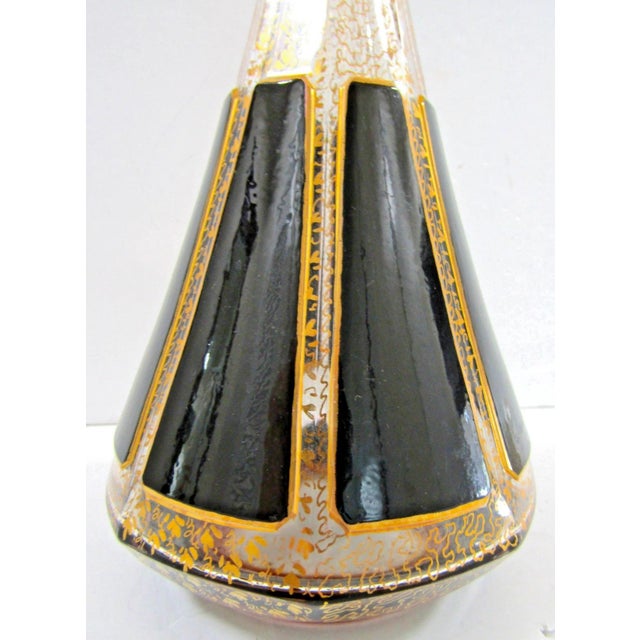 1950s Mid-Century Modern Moser Black Paneled and Gold Fleck Cut Crystal Wine Decanter Carafe For Sale - Image 9 of 9