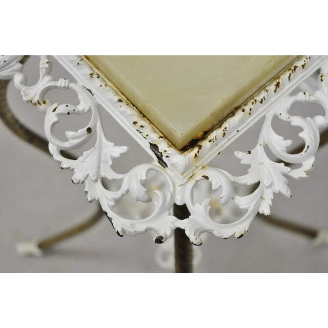 Metal Antique Victorian Brass 2 Tier Onyx Stone Top Plant Stand Pedestal Side Table For Sale - Image 7 of 10
