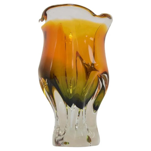 Art Glass Vase attributed to Josef Hospodka for Glasswork Chribska, 1960s For Sale - Image 11 of 11