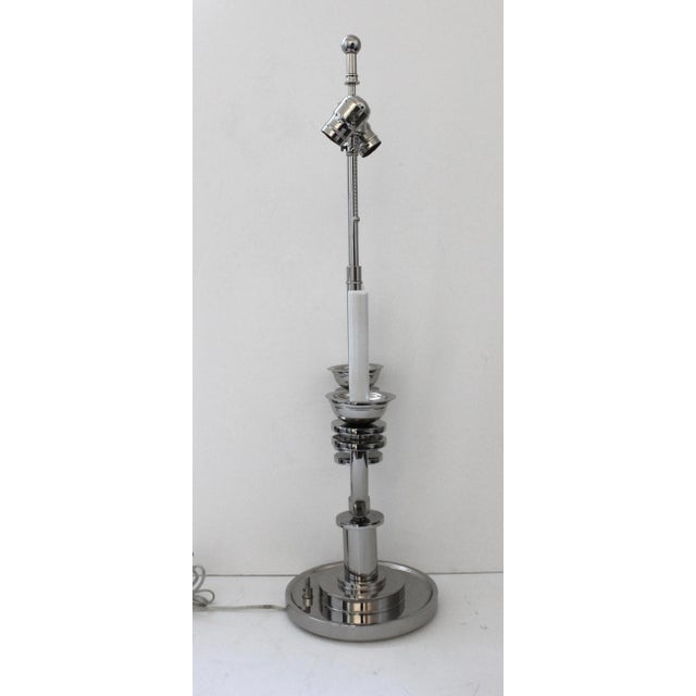 Karl Springer Karl Springer Attrib Table Lamp Nickel Plated Art Deco Revival For Sale - Image 4 of 13