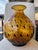 Vintage Large 13” Leopard Cheetah Print Hand Blown Swirl Amber Tortoise Spotted Vase. This is a beautiful amber glass vase...