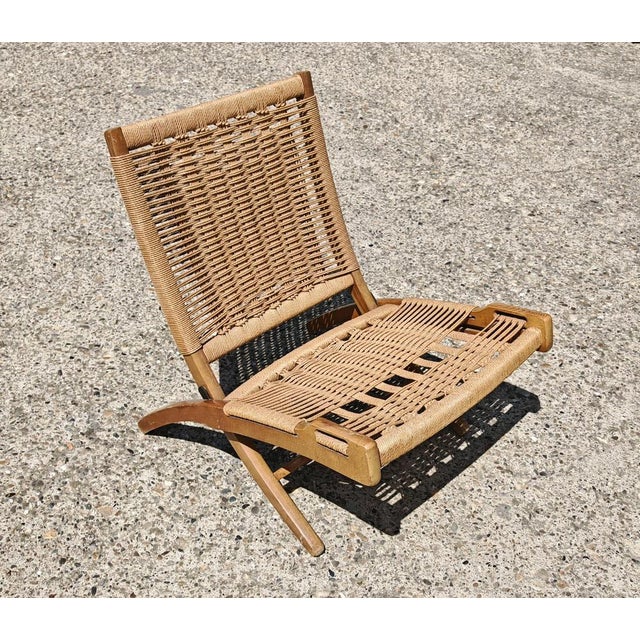 Mid-Century Modern Folding Chairs in Beech and Paper Cord attributed to Ebert Wels, 1960s, Set of 2 For Sale - Image 11 of 12