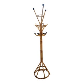 Wicker and Bamboo Coat Rack attributed to Fratelli Castano, Italy, 1970s For Sale