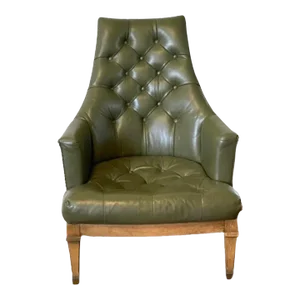 Distressed Leather Club Chair Baker Furniture Green Tufted Leather Chesterfield High Back