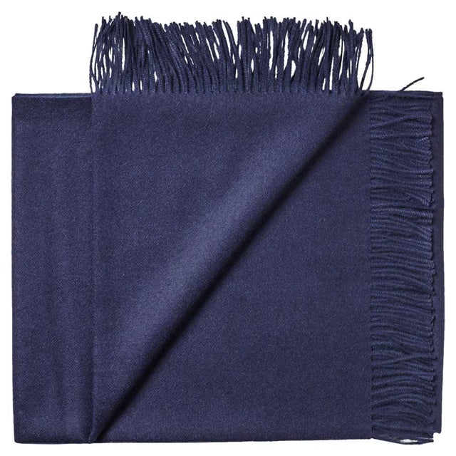 Modern Solid Baby Alpaca Wrap / Throw - Navy For Sale - Image 3 of 3