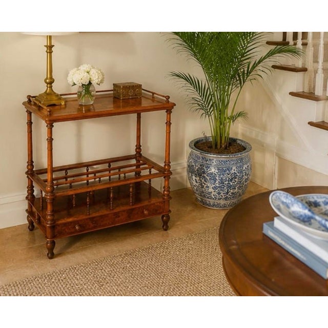 Sienna Vintage Burl Wood Canterbury and Etageres Side Table For Sale - Image 8 of 12