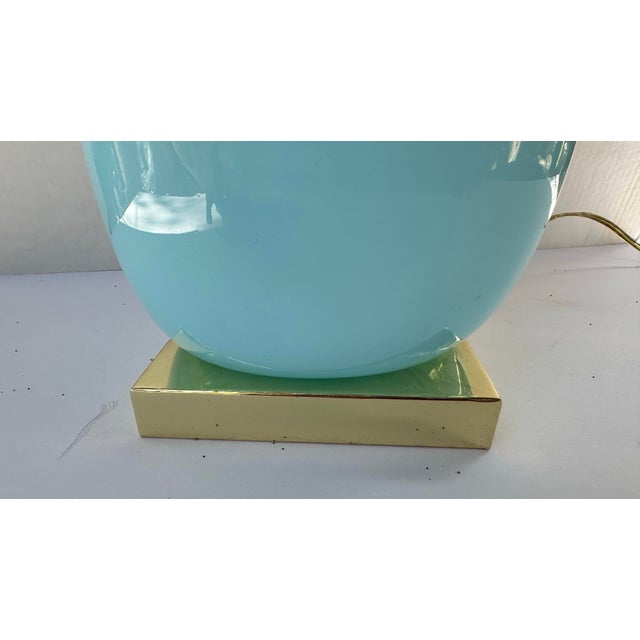 Metal Vintage Murano Glass Long-Neck Blue Table Lamp For Sale - Image 7 of 10