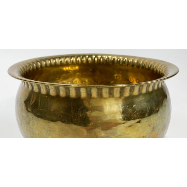 Brass Vintage Hammered Brass Pedestal Bowl For Sale - Image 8 of 8