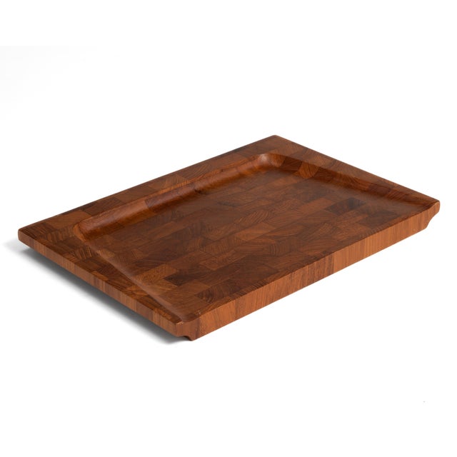 Digsmed Large Digsmed Teak Cutting Board Serving Tray Danmark Denmark 1960s For Sale - Image 4 of 14