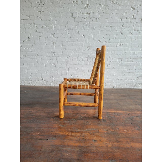 1940s Rustic Pine Log & Rawhide Side Chair For Sale - Image 9 of 15