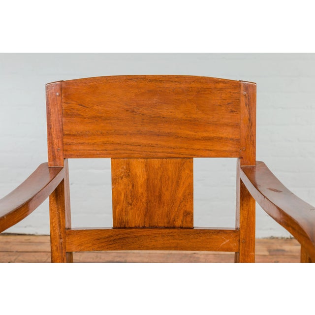 Mid-Century Modern Midcentury Wooden Swivel Chair with Woven Rattan Seat and Quadripod Base For Sale - Image 3 of 12