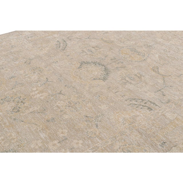 2010s Rug & Kilim’s Oushak Style Rug in Beige-Brown and Gray With Floral Patterns For Sale - Image 5 of 7