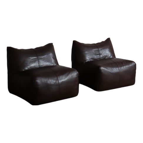 Le Bambole Lounge Chairs in Buffalo Leather by Mario Bellini for B&B Italia, 1970s, Set of 2 For Sale