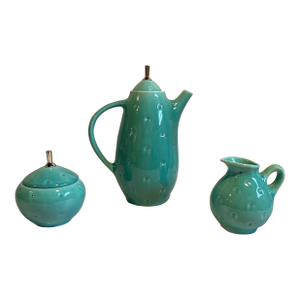 1940s Royal Haeger Green Ceramic Coffee Set - Three Pieces