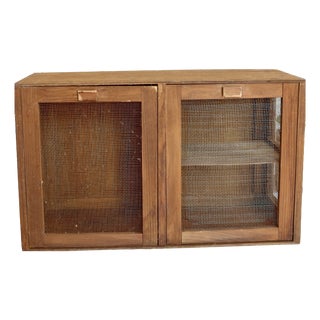 Wooden Pantry with Metal Wire Mesh, 1950s For Sale