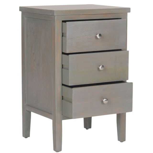Get organized in style with the nightstand, a transitional design in sturdy elm wood with a fashionable French grey...