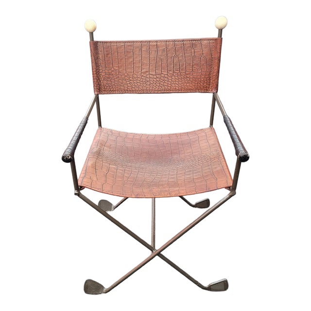 Rare GuildMaster Limited Edition Crocodile Leather & Golf Club Director's Chair For Sale