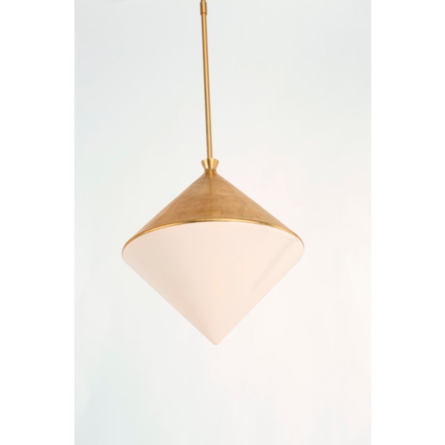 Modern AERIN for Visual Comfort Signature Sarnen Medium Pendant in Gild with White Glass For Sale - Image 3 of 4