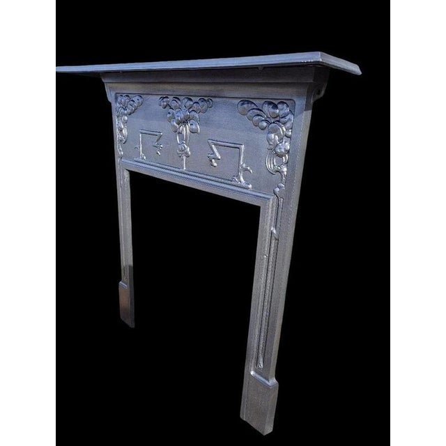 Antique Edwardian Art Nouveau Cast Iron Fireplace Mantel Surround, 1890s For Sale - Image 6 of 18