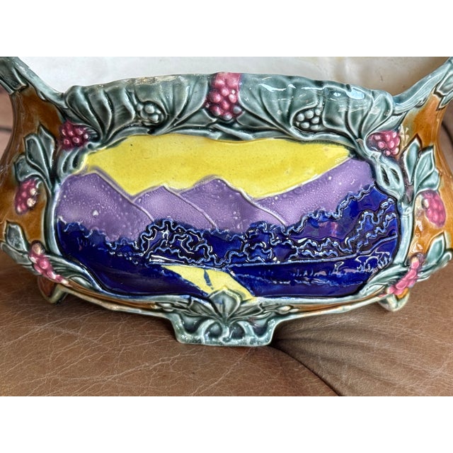 Art Nouveau Antique French Majolica Vase- Art Nouveau Style For Sale - Image 3 of 13