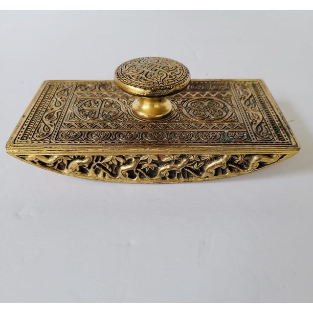 Circa 1915 Tiffany Studios Venetian Pattern Gilt Bronze Writing Desk Set For Sale - Image 9 of 16