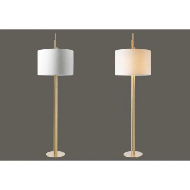 Set of 2 upper floor lamps by hervé langlais dimensions: d60x h200 cm materials: solid brass,lampshade drop paper® m1,...