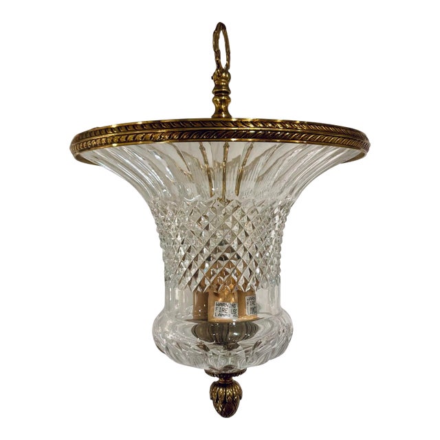 Myran Allan Luxury Lighting Italian Hand Cut Leaded Crystal Bronze Pendant Light For Sale
