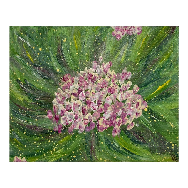 "Hydrangeas 3" Floral Contemporary Stretched Canvas Acrylic Painting For Sale