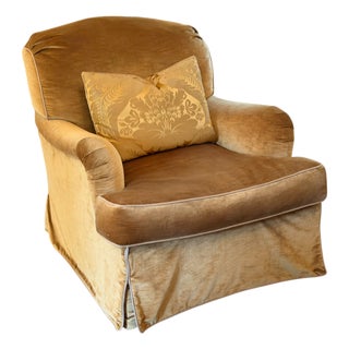 Rose Tarlow Melrose House Roll Arm Silk Velvet Club Chair For Sale