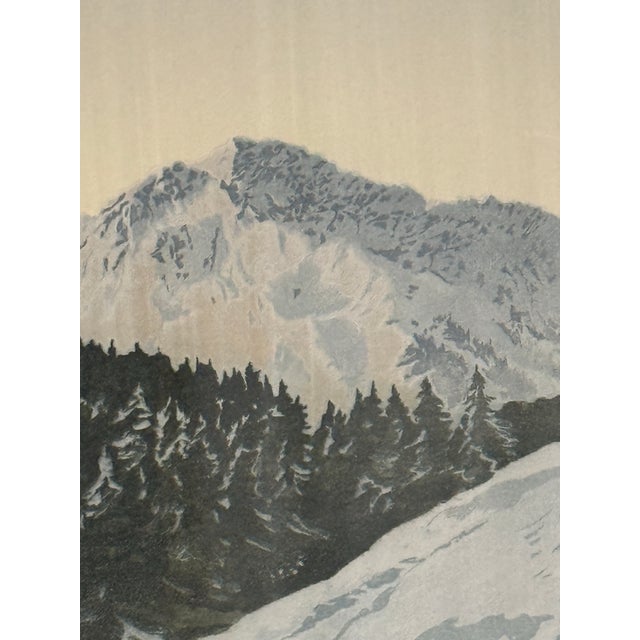 Mid-Century Modern Mid-Century Hans Figura Signed Alpine Landscape Aquatint Etching on Silk For Sale - Image 3 of 11