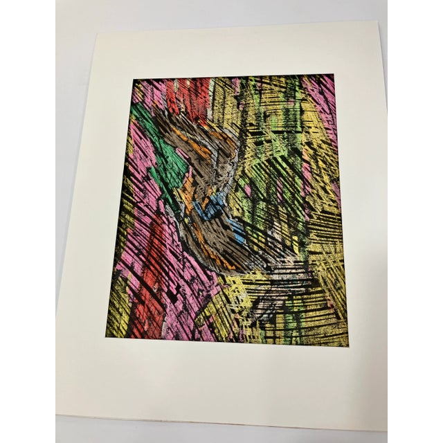 Abstract Pair of Abstract Mixed Media Drawings For Sale - Image 3 of 4