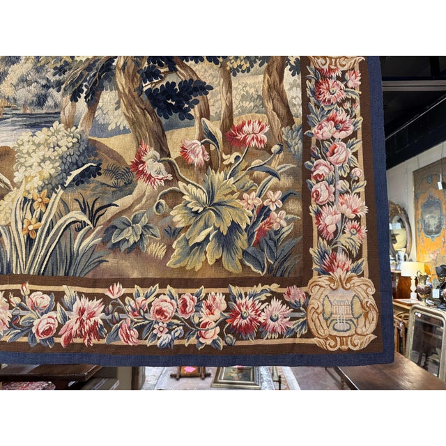 Late 19th Century 19th Century French Handwoven Aubusson Verdure Wall Tapestry For Sale - Image 5 of 11