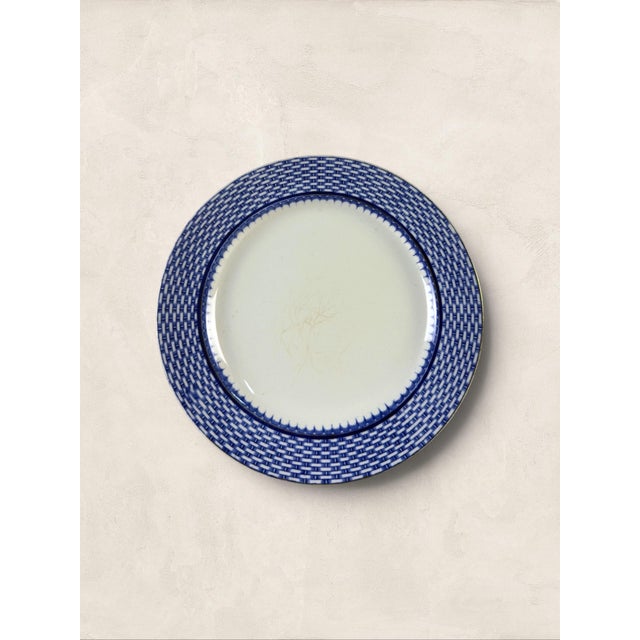 Victorian Antique English Royal Croydon 'Cromer' Blue Transferware Side Plates (5 Of) For Sale - Image 3 of 11