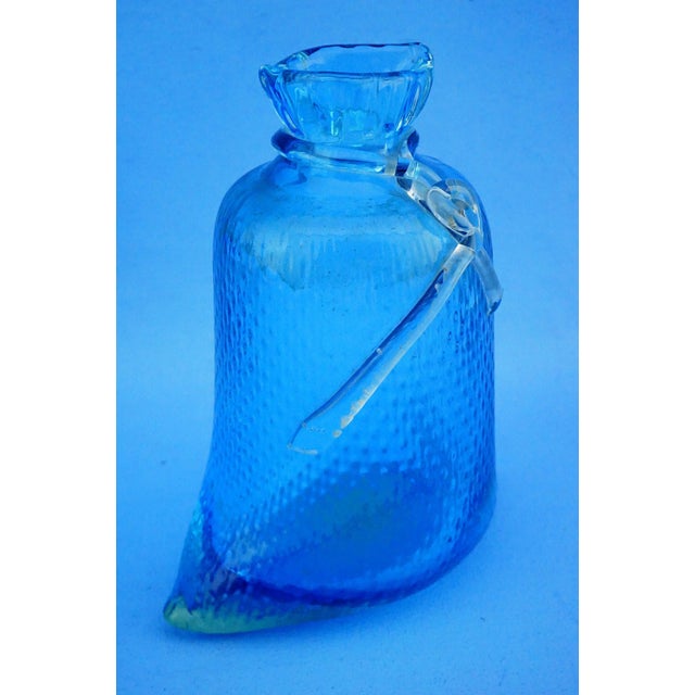 Vintage Bag-Shaped Vases in Sea Blue Murano Glass from Cenedese Glassworks, Italy, 1970s, Set of 2 For Sale - Image 6 of 18