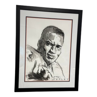 Contemporary Original Steve Penley of Bo Jackson - Charcoal on Paper For Sale