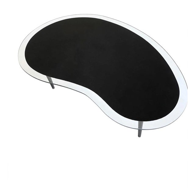 1980s 1980s Black and Clear Glass Kidney Coffee Table Postmodern Vintage Boomerang For Sale - Image 5 of 8