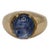 Blue Sapphire Oval Cabochon Dome Ring in 14K Yellow Gold, size 7.75 For Sale