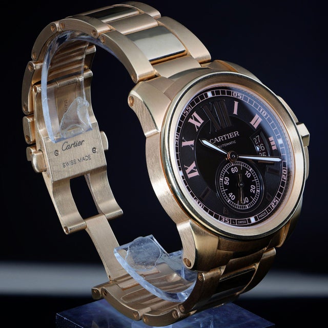 Cartier Calibre De Cartier W7100040 Chocolate Dial 18k Rose Gold Watch Full Set For Sale - Image 10 of 18