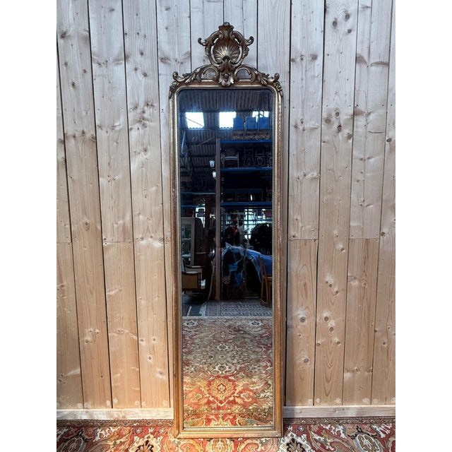 Louis Philippe Mirror with Pediment in Gilded Stuccoed Wood For Sale - Image 11 of 11