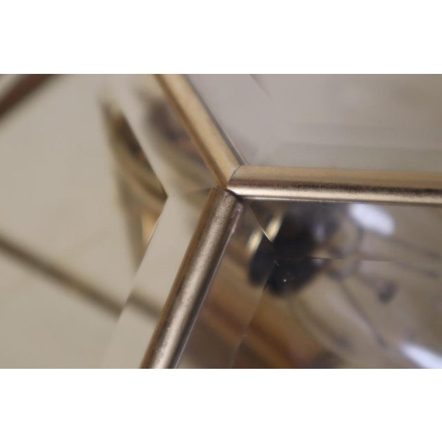 Hollywood Regency Hexagonal Gold-Plated Flush Mount or Wall Lamp with Faceted Glass, Italy, 1980s For Sale - Image 3 of 18