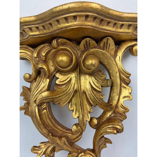 Late 20th Century Late 20th Century Pair of Giltwood Acanthus Leaf Wall Brackets | Neoclassical Style For Sale - Image 5 of 12