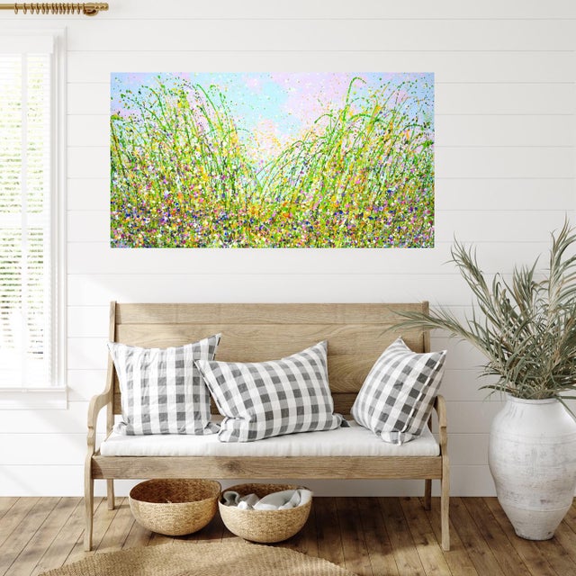 Light Green Summer. Flower Field 2.Modern Original Hand Painting. For Sale - Image 8 of 12
