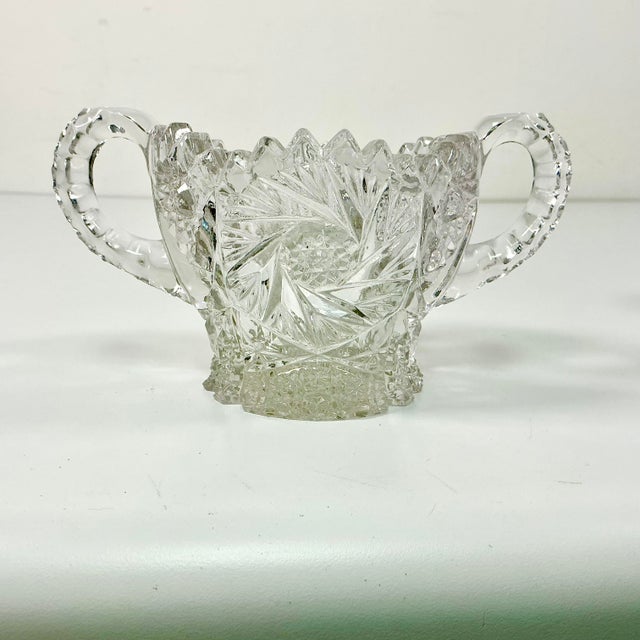 Transparent Late 1800s Antique Boho Chic Hollywood Regency American Brilliant Cut Creamer & Sugar - A Pair For Sale - Image 8 of 17