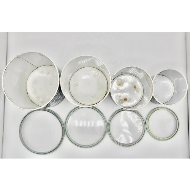 Mid 20th Century Vintage Blue and White Delft Metal Canisters For Sale - Image 5 of 7