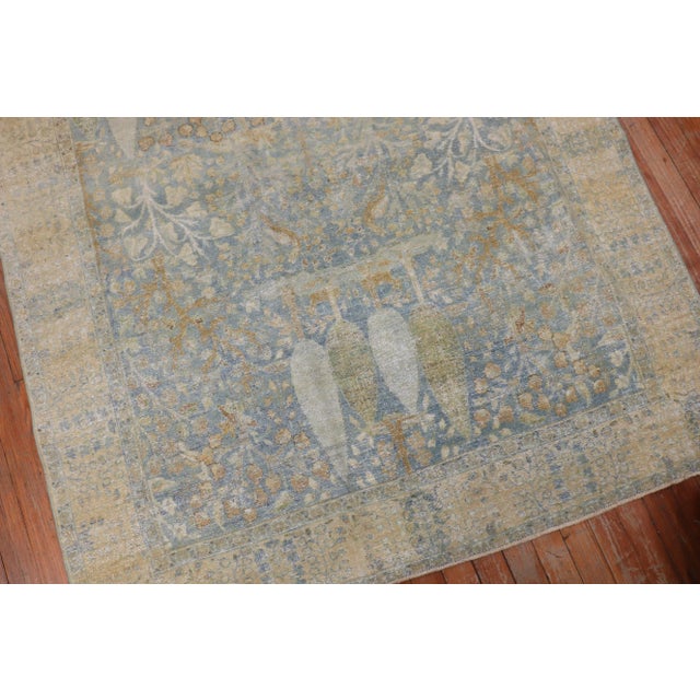 Traditional 19th Century Light Blue Antique Pictorial Rug, 4'6'' X 6'3'' For Sale - Image 3 of 10
