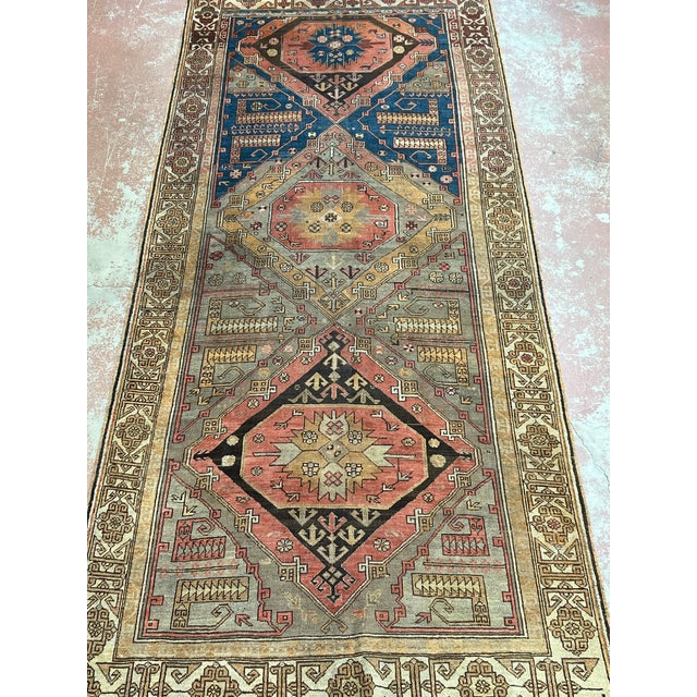 Tribal Antique Turkish Geometric Wool Runner 5’3” X 11’10” For Sale - Image 3 of 6