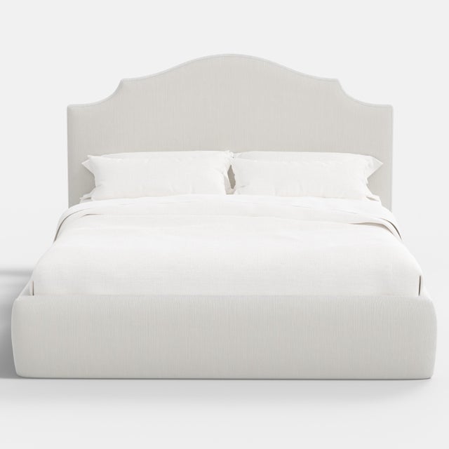 Spritely Home Tori Platform Bed in Snow Slub Velvet, Queen For Sale - Image 4 of 7