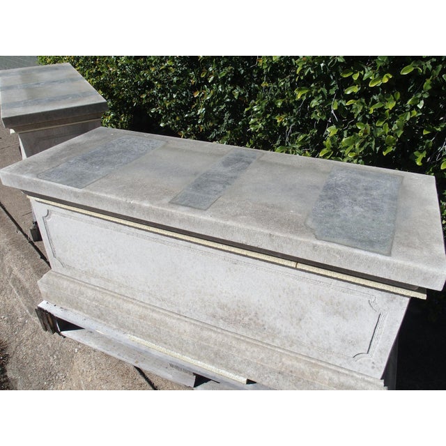 Early 21st Century Pair of Large Italian Neoclassical Style Pedestals in Carved Limestone For Sale - Image 5 of 18