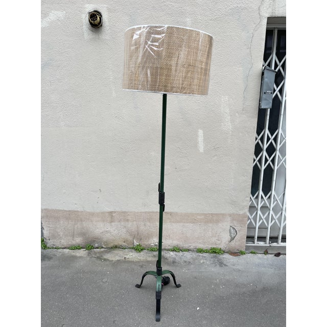 Green Leather Floor Lamp by Jacques Adnet, 1950 For Sale - Image 10 of 10